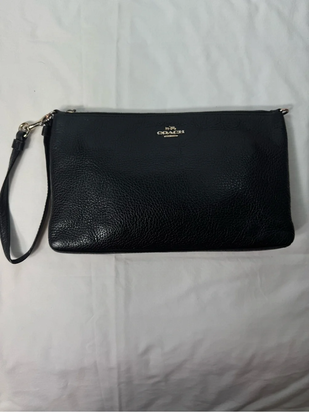 Coach Black Pebbled‎ Leather Crossbody Wristlet 25 Clutch Bag